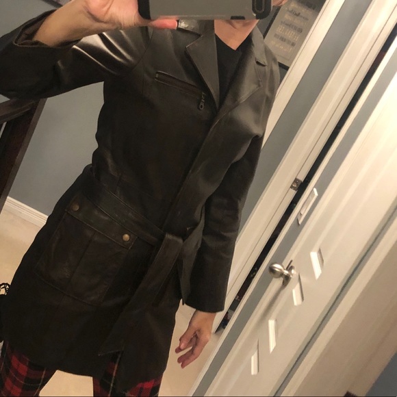 Danier brown de stressed leather jacket - Picture 4 of 8